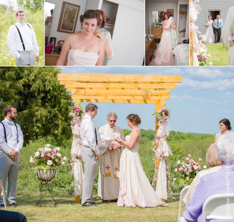 A collage of photos with people in the background.