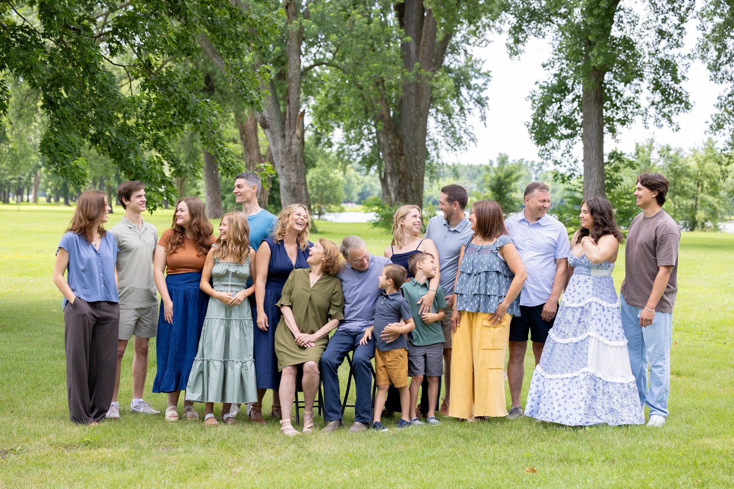 When the extended family gets together, everyone is happy and laughing.