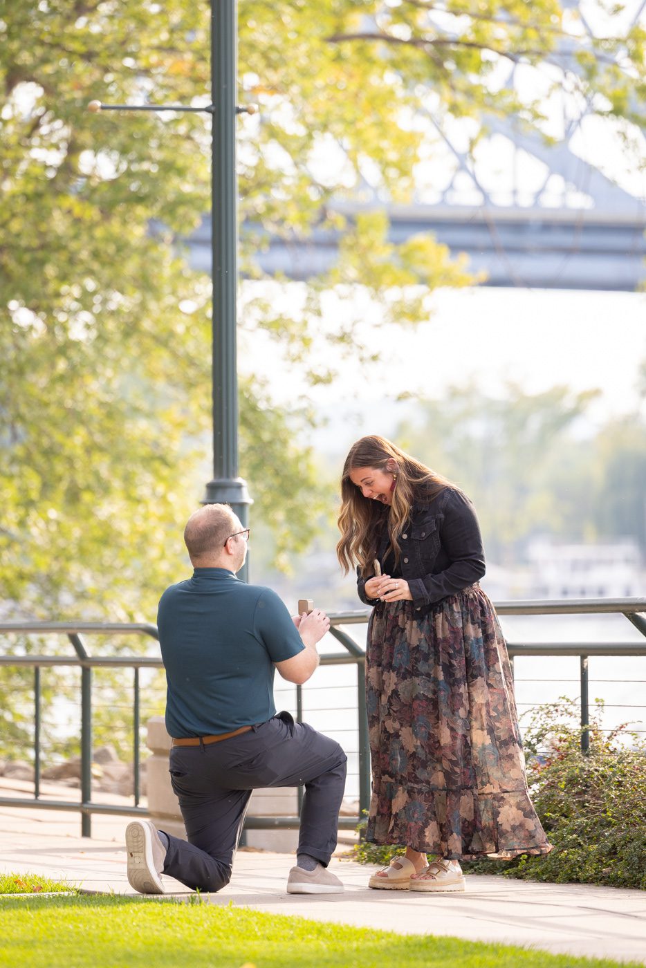 The moment he proposed, and she saw the ring.