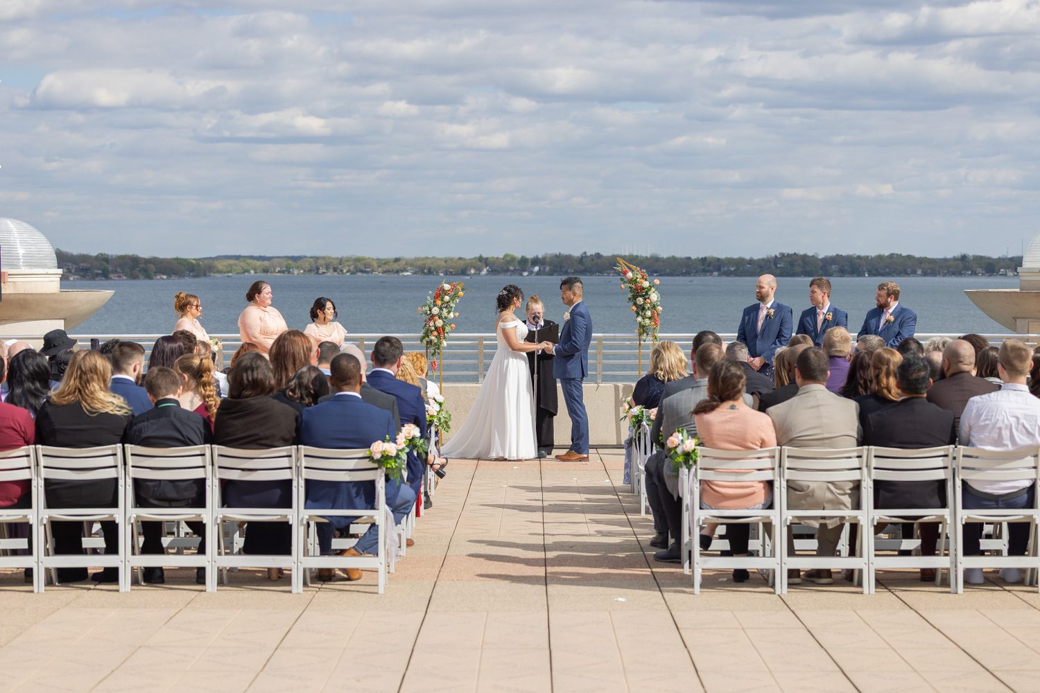Wedding ceremony at the Monona Terrace, Madison, WI.